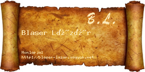 Blaser Lázár névjegykártya
